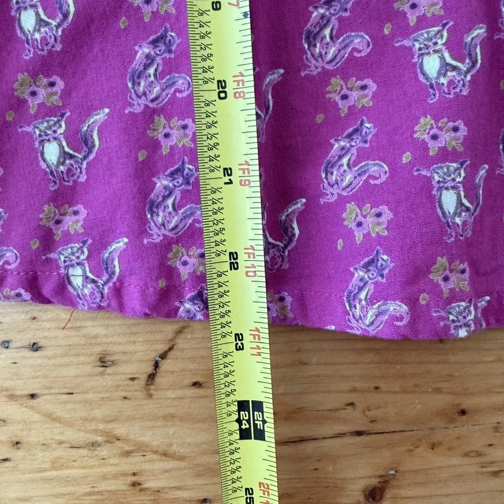 April Cornell Girls Dress Size 2 Pink Fox Print 100% Cotton Belted Cottagecore
